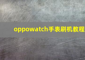 oppowatch手表刷机教程