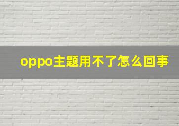 oppo主题用不了怎么回事