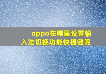 oppo在哪里设置输入法切换功能快捷键呢