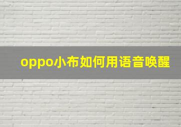 oppo小布如何用语音唤醒