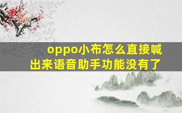 oppo小布怎么直接喊出来语音助手功能没有了