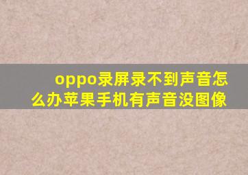 oppo录屏录不到声音怎么办苹果手机有声音没图像