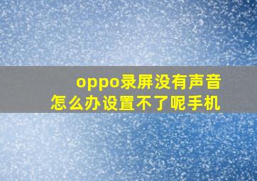 oppo录屏没有声音怎么办设置不了呢手机