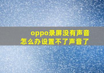 oppo录屏没有声音怎么办设置不了声音了