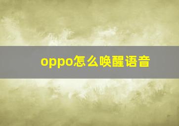 oppo怎么唤醒语音