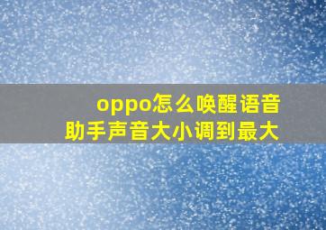 oppo怎么唤醒语音助手声音大小调到最大