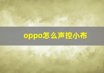 oppo怎么声控小布