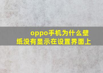 oppo手机为什么壁纸没有显示在设置界面上