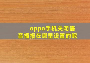 oppo手机关闭语音播报在哪里设置的呢