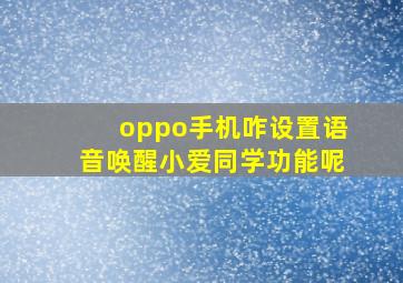 oppo手机咋设置语音唤醒小爱同学功能呢