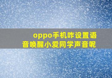 oppo手机咋设置语音唤醒小爱同学声音呢