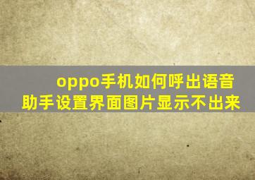 oppo手机如何呼出语音助手设置界面图片显示不出来