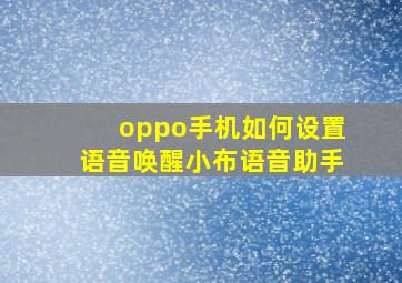 oppo手机如何设置语音唤醒小布语音助手