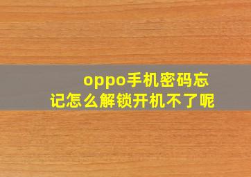 oppo手机密码忘记怎么解锁开机不了呢