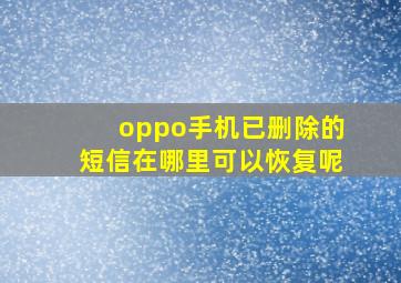 oppo手机已删除的短信在哪里可以恢复呢