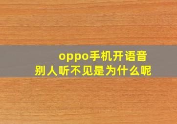 oppo手机开语音别人听不见是为什么呢