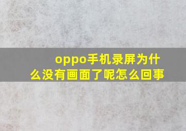 oppo手机录屏为什么没有画面了呢怎么回事