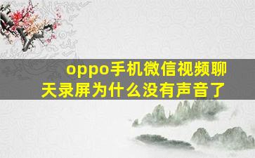 oppo手机微信视频聊天录屏为什么没有声音了