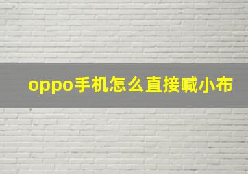 oppo手机怎么直接喊小布