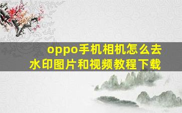 oppo手机相机怎么去水印图片和视频教程下载