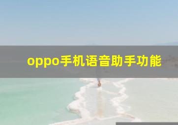 oppo手机语音助手功能