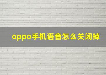 oppo手机语音怎么关闭掉