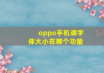 oppo手机调字体大小在哪个功能