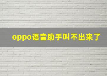 oppo语音助手叫不出来了