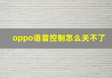 oppo语音控制怎么关不了