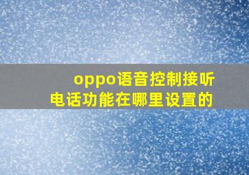 oppo语音控制接听电话功能在哪里设置的