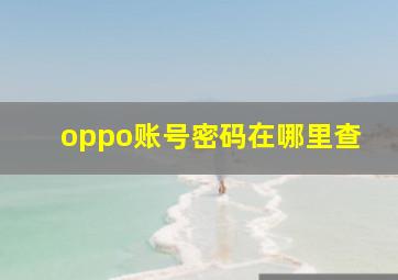 oppo账号密码在哪里查