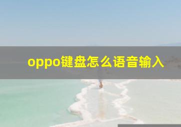 oppo键盘怎么语音输入