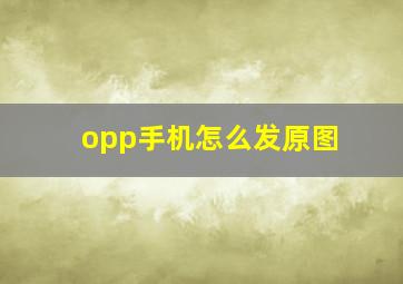 opp手机怎么发原图