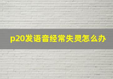 p20发语音经常失灵怎么办