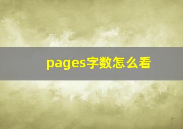 pages字数怎么看