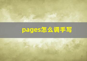 pages怎么调手写