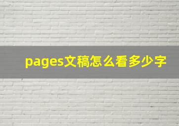 pages文稿怎么看多少字