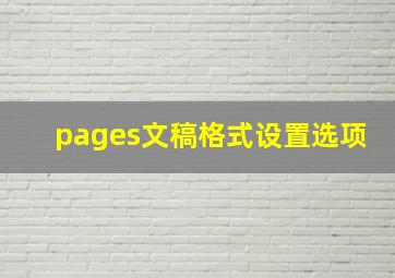 pages文稿格式设置选项