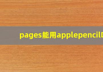 pages能用applepencil吗