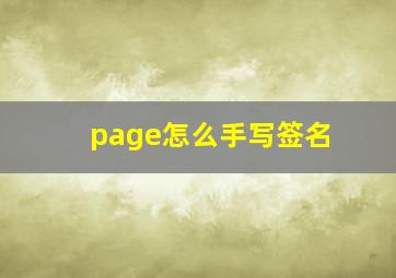 page怎么手写签名