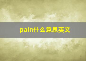 pain什么意思英文