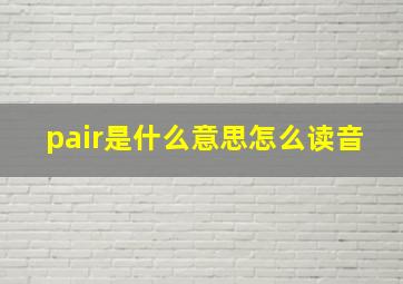 pair是什么意思怎么读音