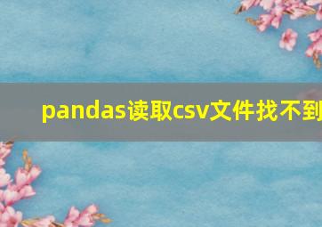 pandas读取csv文件找不到