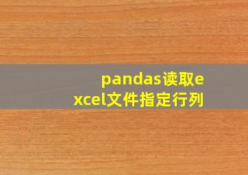 pandas读取excel文件指定行列