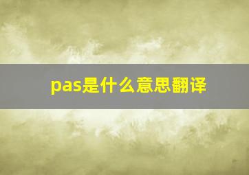 pas是什么意思翻译