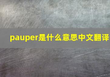 pauper是什么意思中文翻译