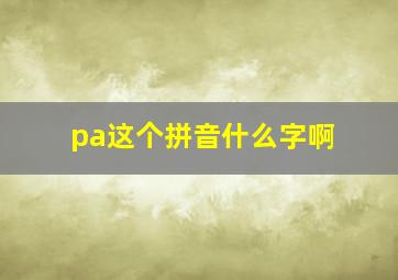 pa这个拼音什么字啊