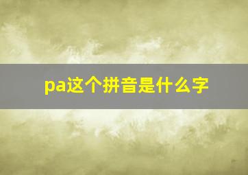 pa这个拼音是什么字