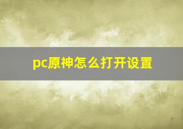 pc原神怎么打开设置