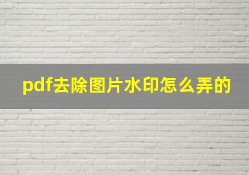 pdf去除图片水印怎么弄的